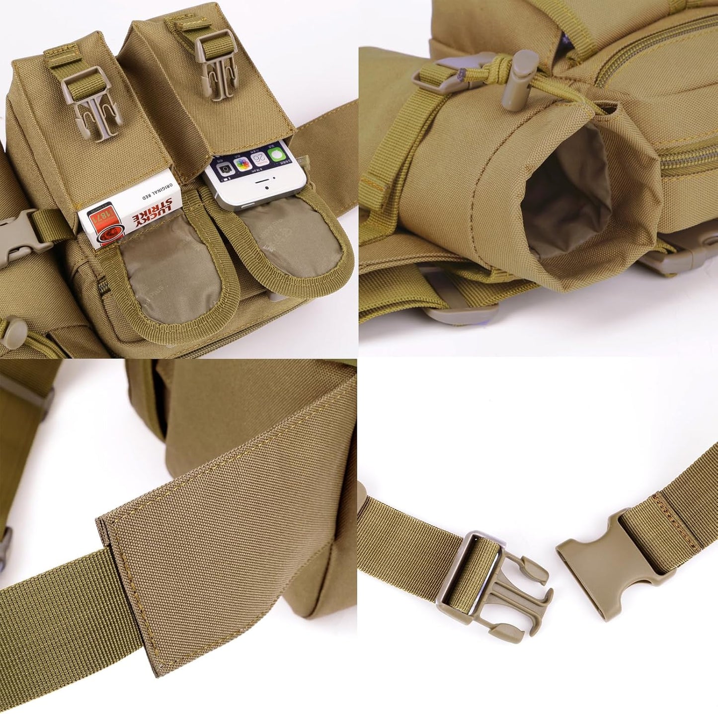 ArcEnCiel Tactical Fanny Pack Waist Bag Hip Belt Outdoor Fishing Bumbag with Water Bottle Pocket Holder