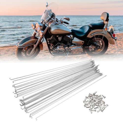 PATIKIL 14G Bicycle Spokes 268 Mm/10.55 Inch, 36 Pcs Stainless Steel J Bend 2mm Mountain Bike Spokes with Brass Nipples for City Road Bike Electric Bike MTB Wheel Spokes, Silver