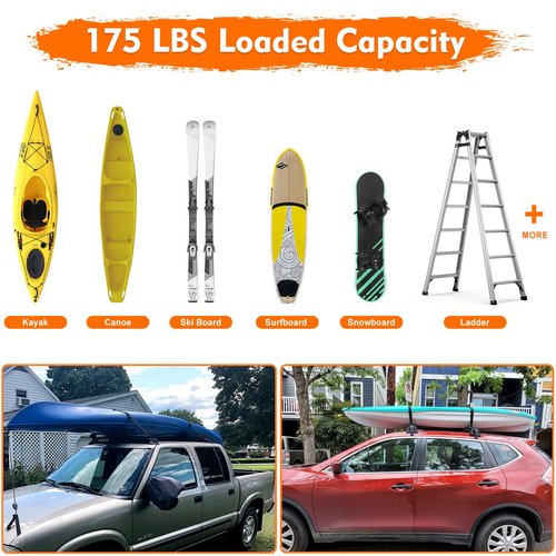 Soft Roof Rack Pads, Universal Car Rooftop Luggage Carrier Capacity Load 176lb, for Kayak, Surfboard, SUP, Canoe, with Tie Down Strap, PP Rope, Quick Loop Strap and Storage Bag