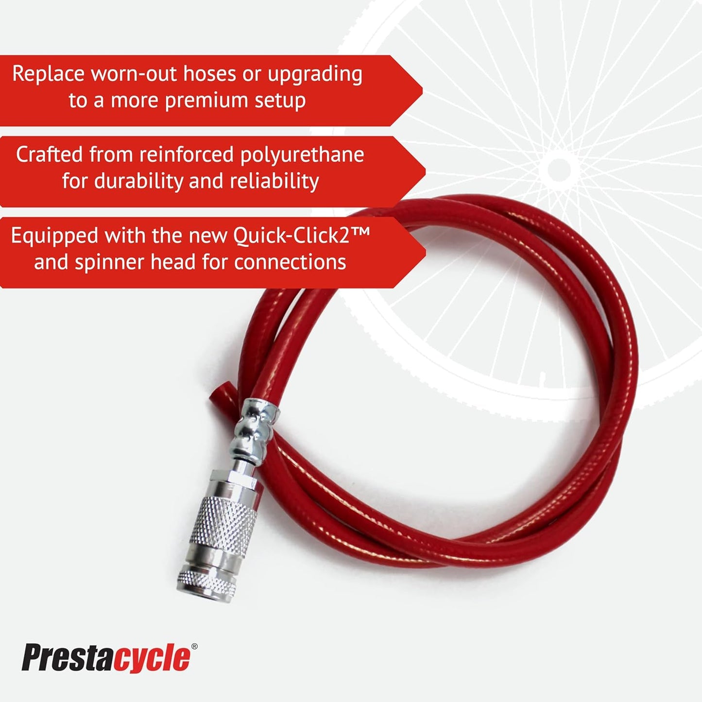 36-Inch Red 3-Way Presta Air Hose for Pump Upgrade - Durable & Flexible