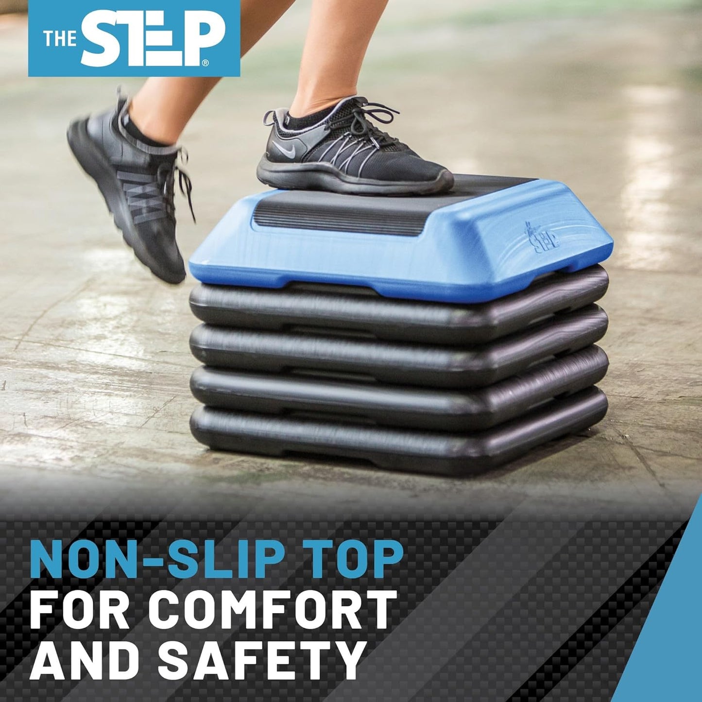 The Step Adjustable High Step Aerobic Platform with 4 Risers, Home Gym Workout Equipment, Fitness Exercise Equipment Made in the USA