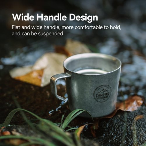 Thous Winds Coffee Mug, Double Walled Camping Cup, Stainless Steel Mug with Handle, 250ml