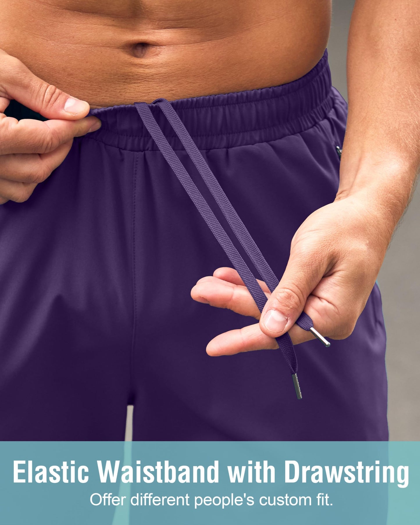 Men's Athletic Running Shorts with Zipper Pockets Quick Dry 7"/ 5"/ 9" Workout Gym Shorts for Basketball Hiking(Purple,7XXXL)