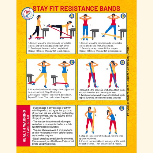 Latex-Free Resistance Bands Set (5 Bands) with Carry Bag & Bottle Holder | Travel Exercise Bands for Full Body Workouts | Workout Equipment | Exercise Equipment
