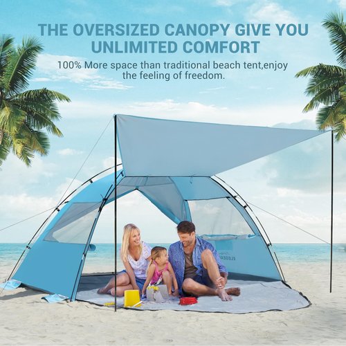 Elegear Beach Tent with 360° Removable Canopy + Portable Beach Tent with Canopy