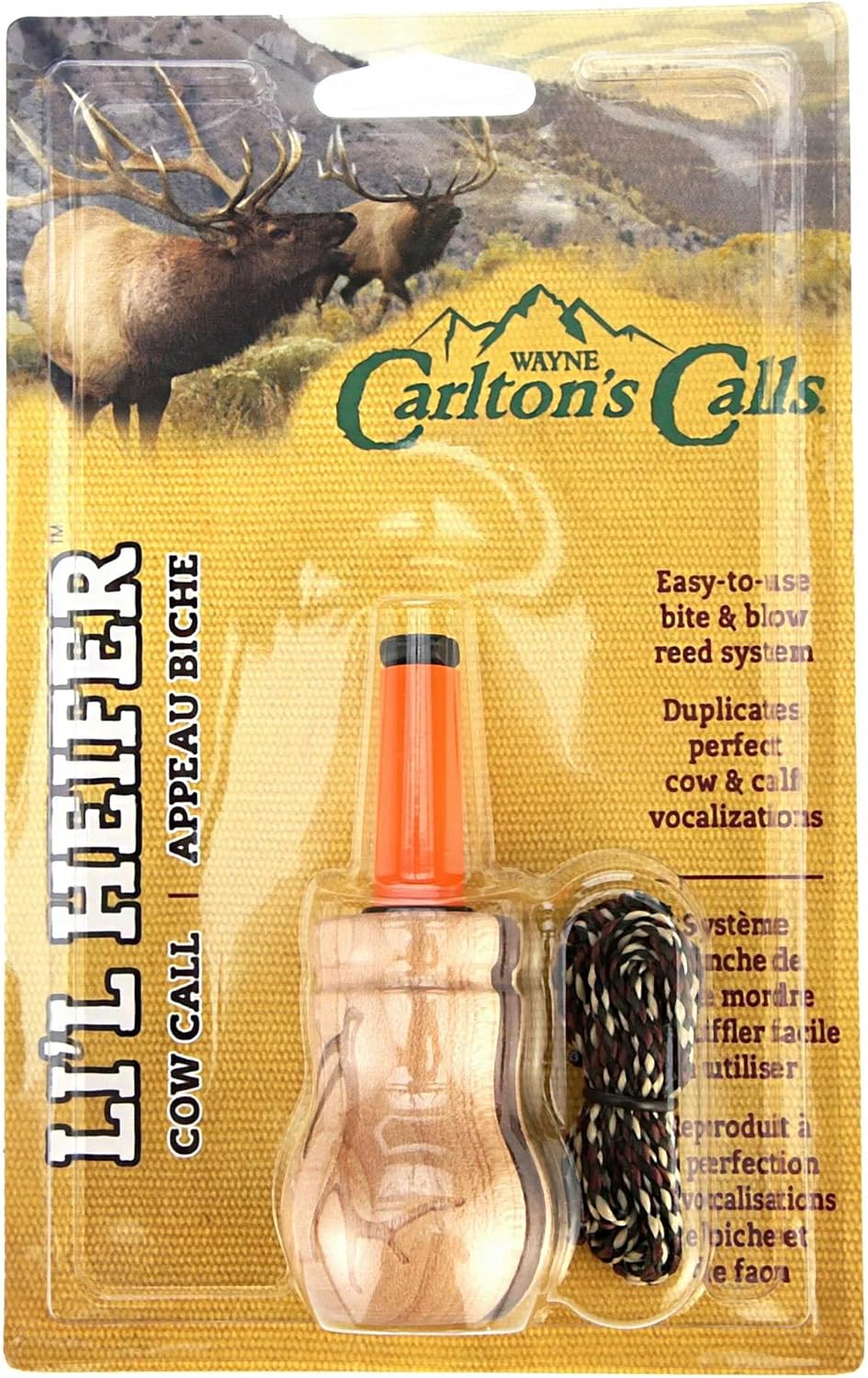 Hunters Specialties Li'l Heifer Cow Call - Easy-to-Use Pinch-Reed Realistic Cow Moos & Bleats Sounds Elk Call (Lanyard Included)