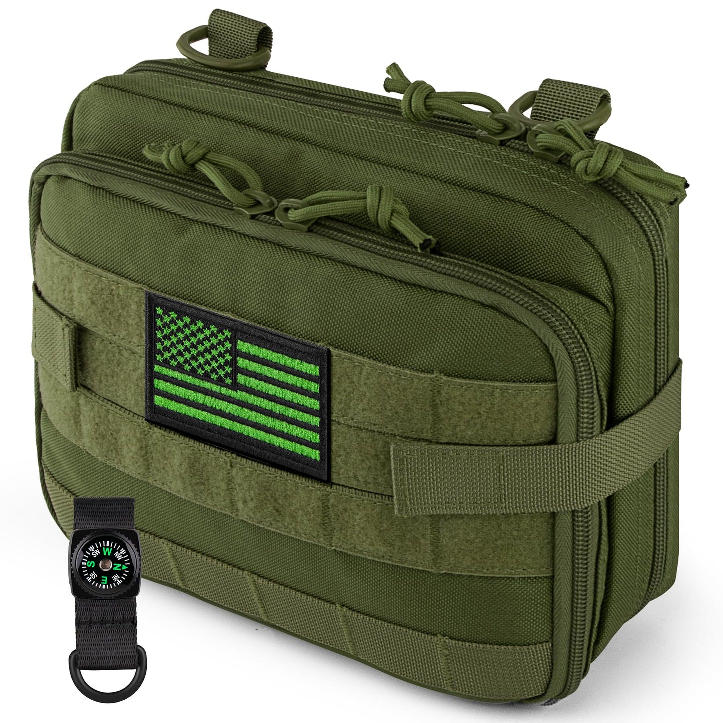 IronSeals Tactical Admin Pouch Expandable Double Layer Molle Attachment EDC EMT Utility Pouch with Map Sleeve Modular Large Capacity Tool Pouch Flag Patch Included