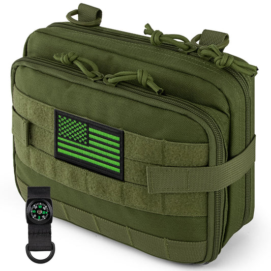 IronSeals Tactical Admin Pouch Expandable Double Layer Molle Attachment EDC EMT Utility Pouch with Map Sleeve Modular Large Capacity Tool Pouch Flag Patch Included