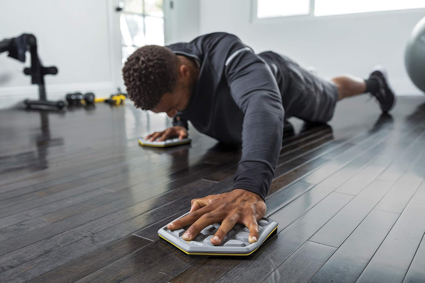 SKLZ Slidez Dual-Sided Exercise Glider Discs for Core Stability Exercises for Hands & Feet, Standard Use,Yellow