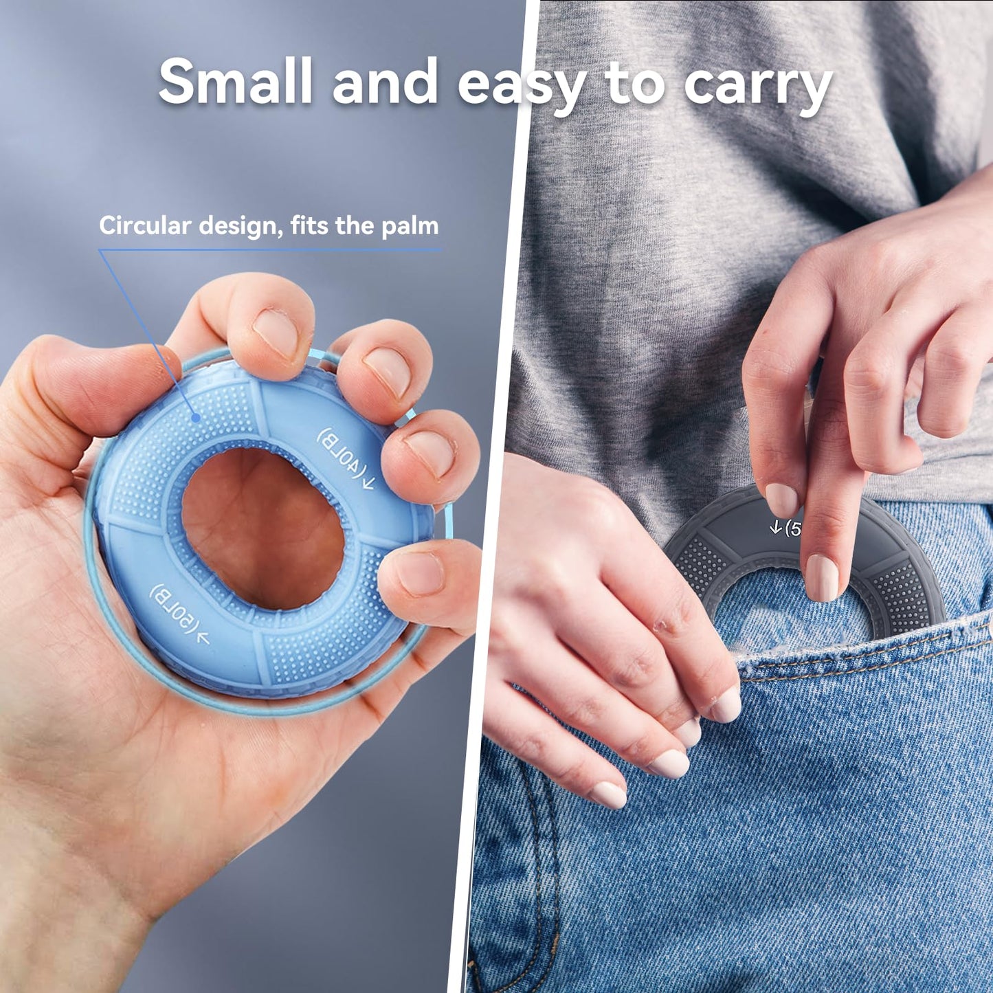 Hand Grip Strengthener, Grip Strength Trainer, Fingers Exerciser - Silicone Rings for Muscle Training Sports Rock Climbing Finger Rehabilitation Training,Hand & Wrist Muscles Trainer Stress Relief,5 Resistance Levels(3 PCS)