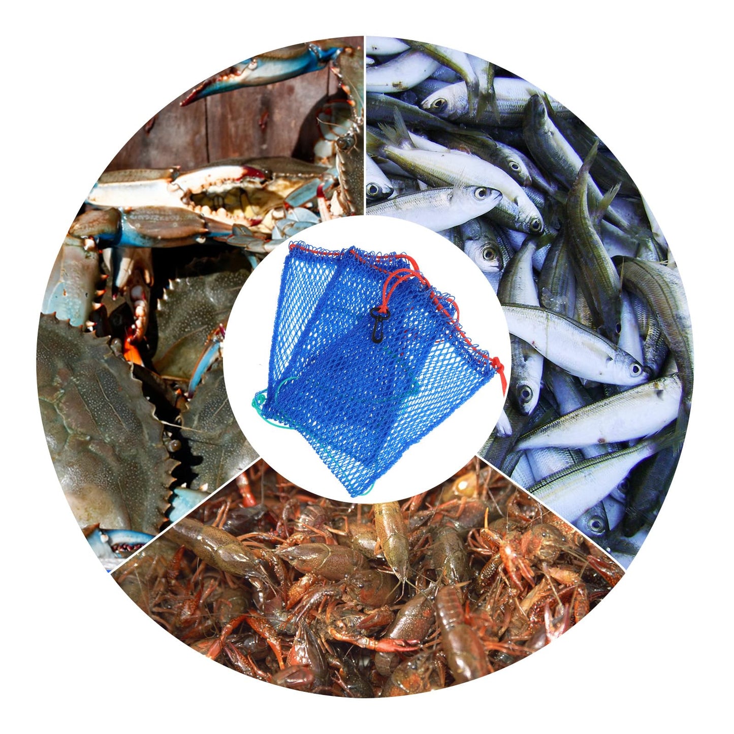 3 Pieces Crab Trap Bait Bags Outdoor Sports Style with 3 Pieces Rubber Locker for Fishing Crab Traps Catch