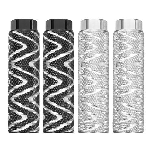 HARFINGTON 2 Pairs Bike Pegs Aluminum Alloy Rear Stunt Pegs Anti-Skid Foot Pedals Fit 3/8" Axles for Mountain Bike BMX, Black & Silver