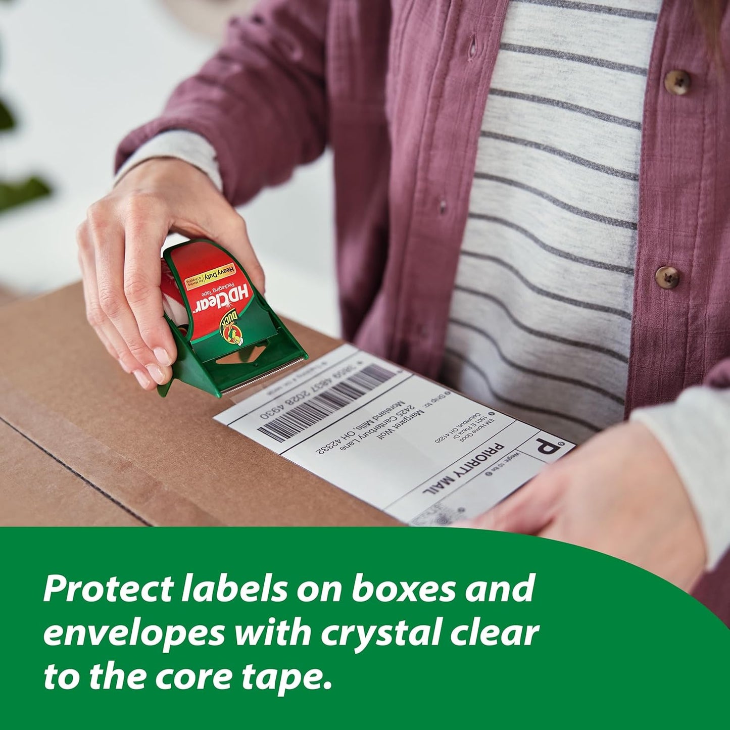 Duck HD Clear Packing Tape with Dispensers - 6 Rolls of Strong Heavy Duty Packing Tape for Shipping and Moving, Boxes and Packaging - 1.88 In. x 22.2 Yards - 1.5" Core - Clear (287732)