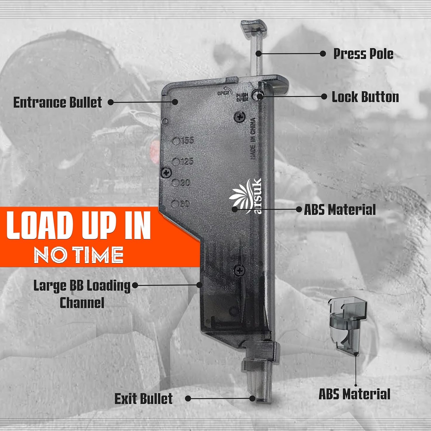 Fast BB Speed Loader for 6mm Airsoft & Paintball – Quick Reload Tool with Adapter