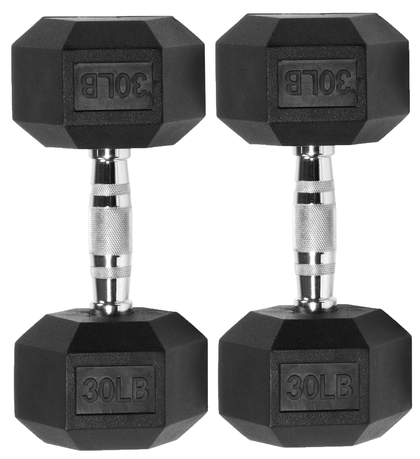 Fitvids Premium Rubber Encased Hex Dumbbell, 30LB Pair