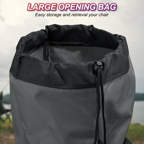 PATIKIL 47 Inch Camp Chair Replacement Bags, 2 Pack Heavy Folding Camping Chair Bag 900D Oxford Large Mouth Storage Bags with Shoulder Strap for Travel Camping, Gray