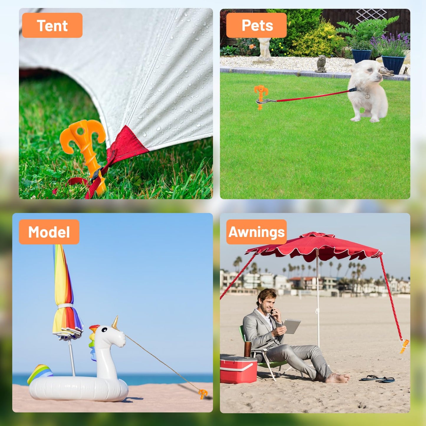 12pcs Tent Stakes,AVOFOREST 8 inch Heavy Duty Stakes Novelty Portable Gound Stakes for Beach,Garden,Hiking