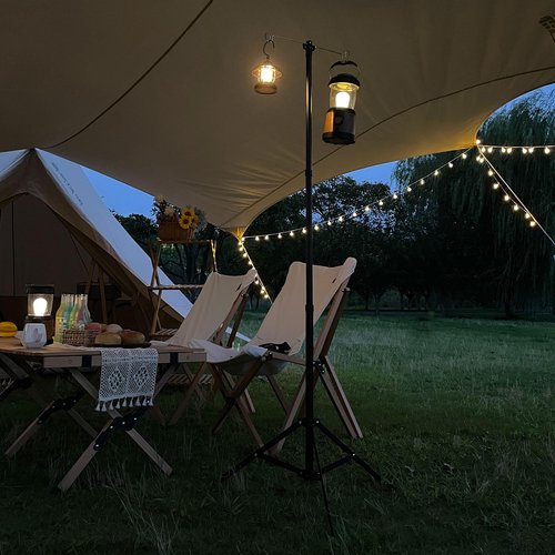 喜马拉雅 Camping Folding Lamp Pole, Lightweight Collapsible Aluminum Lantern Stand, Outdoor Portable Lamp Post Hanging Light Holder Stick for Picnic Hiking Fishing BBQ (Tripod Stand)
