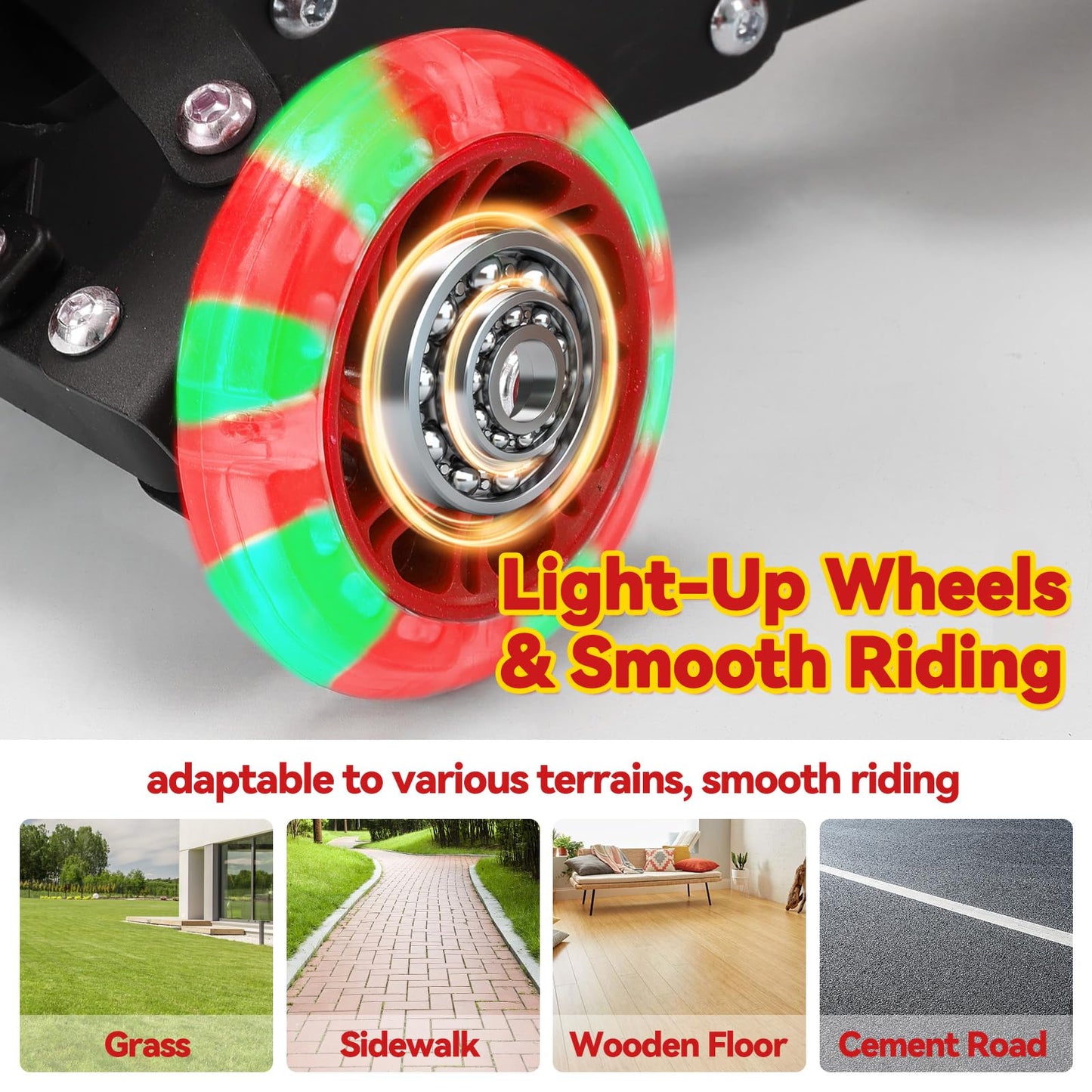 Scooter for Kids 3-12, Kid Scooters with Extra-Wide Deck, 165 lb Capacity, 3 Wheel Lean to Steer Kick Scooter and Height Adjustable Handlebar, Light Up Wheels for Stable Smooth Riding, Xmas Child Gift