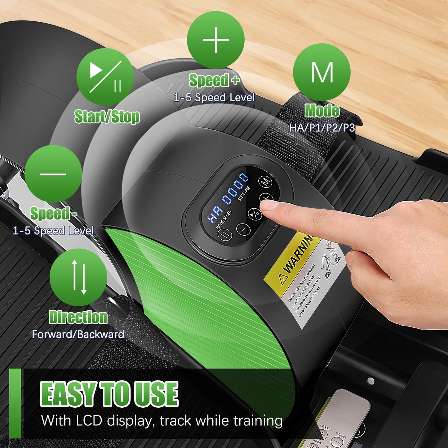 ANCHEER Under Desk Elliptical, Leg Exerciser While Sitting for Seniors with Remote Control, Display Monitor, Electric Seated Pedal Exerciser for Home, Ellipse Leg Exerciser as Seen on TV(Green)