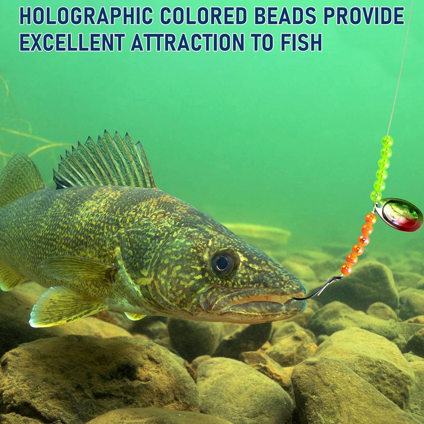 Alwonder 100-Pack Fishing Beads Holographic Beads for Fishing Rigs Lures Salmon Trout Steelhead Fish Bead Saltwater Freshwater Assorted Size 8mm Chartreuse
