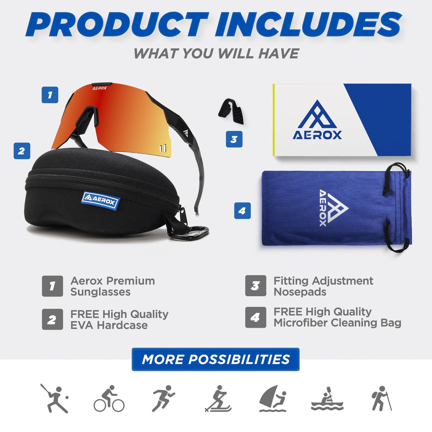 AEROX Running Sunglasses and Sports Glasses for Men and Women - Shades for Cycling and Baseball