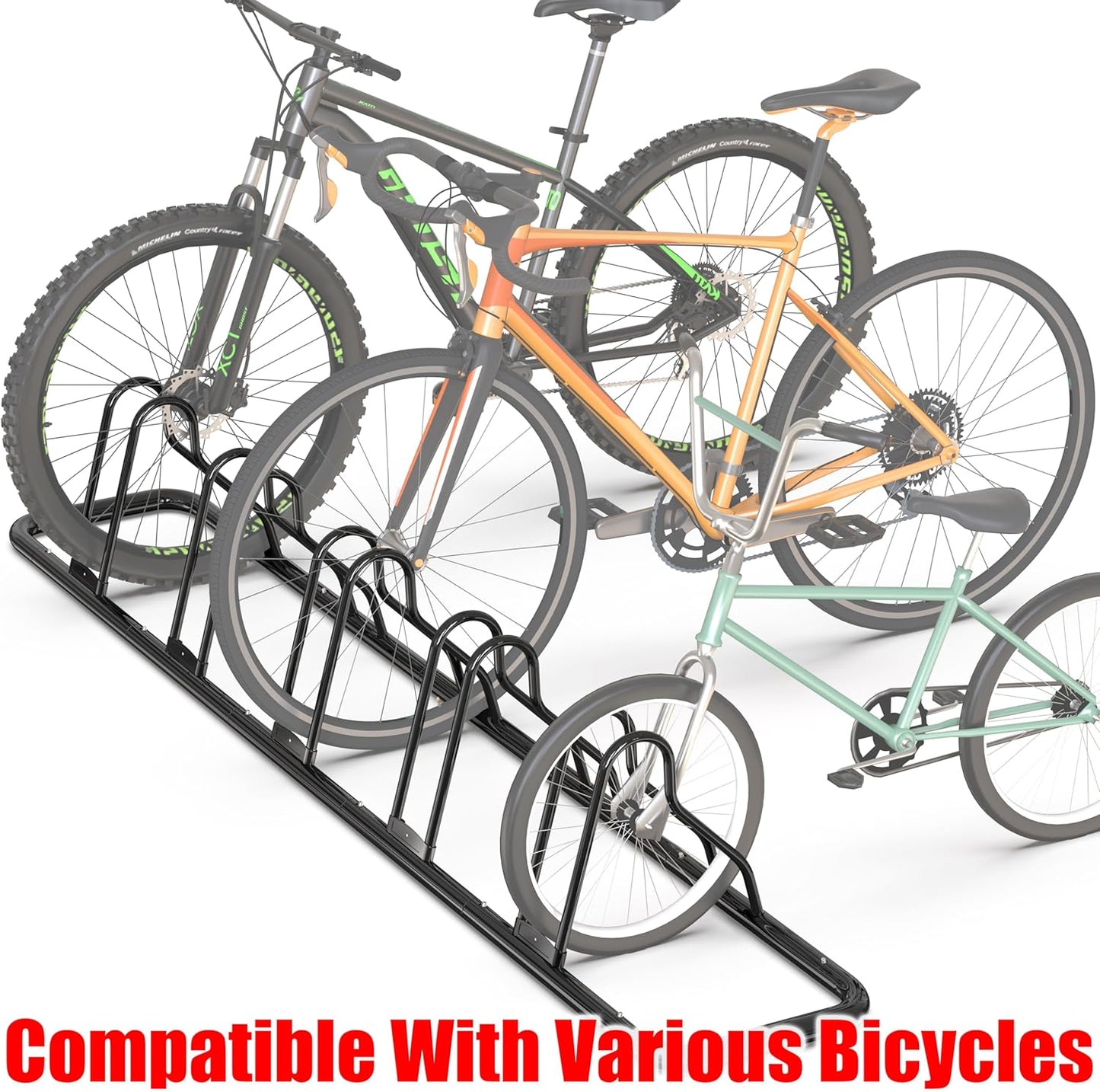 Simple Houseware 5 Bike Bicycle Floor Parking Adjustable Storage Stand, Silver