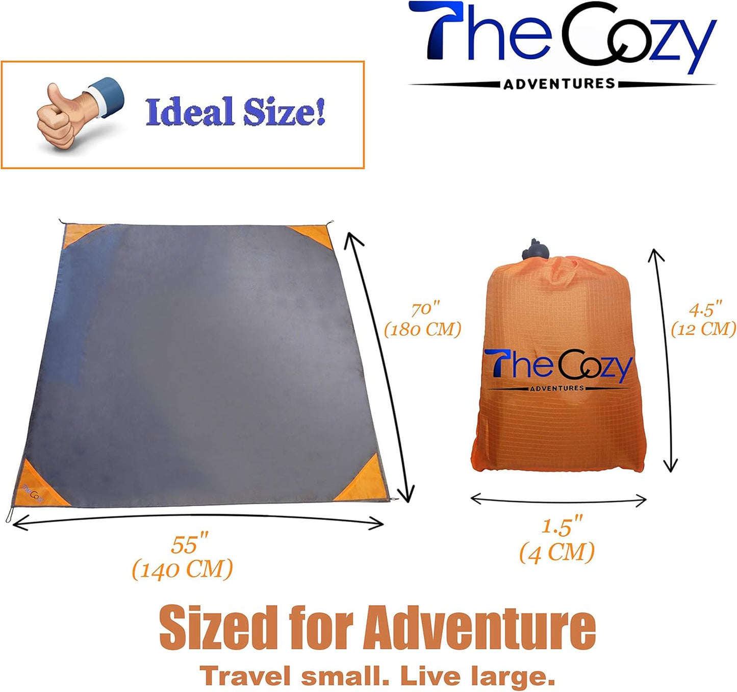 Sand Free Compact Beach Blanket - Pocket Picnic Sheet for Outdoor Multiple Use | Best Mat for Travel & Festivals, Soft & Quick Drying with 4 Portable Tent Pegs and a Unique Gift Box