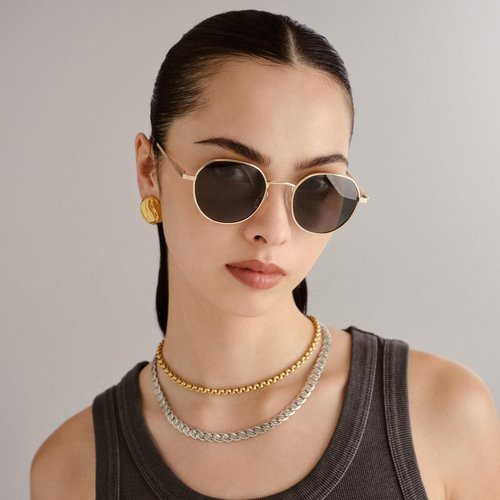 Le Specs Odyssey Sunglasses - Gold, Round, Unisex, Classic 'Everyday' Style
