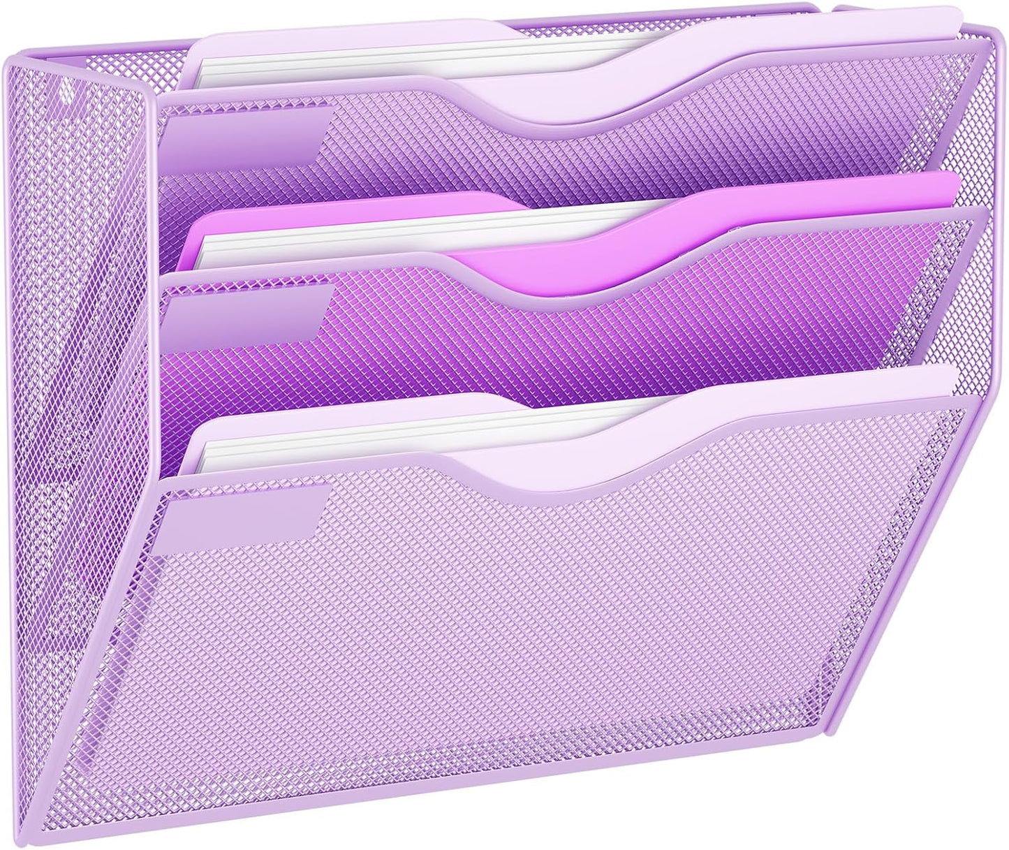 5 Pockets Mesh Hanging Wall File Holder Organizer Wall Mounted Paper Magazine Rack, Black