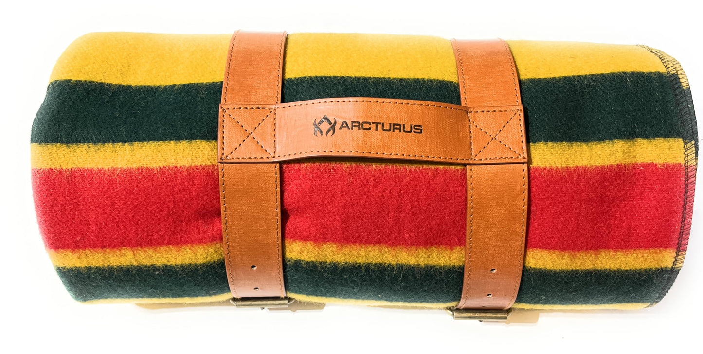 Arcturus Military Gray Wool Blanket and Carry Straps Bundle
