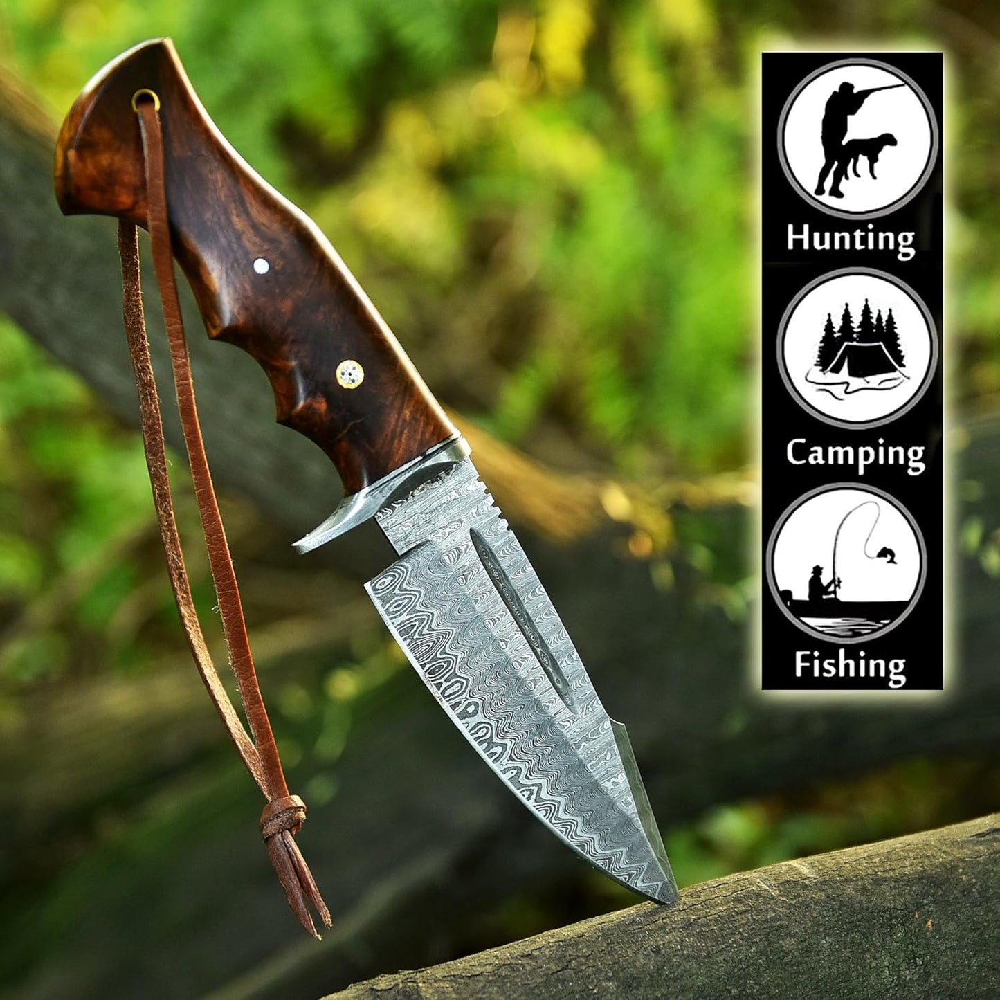 Poshland TR-1168 Custom Handmade Damascus Steel 10 Inches Tracker Knife - Perfect Grip Black Micarta Handle