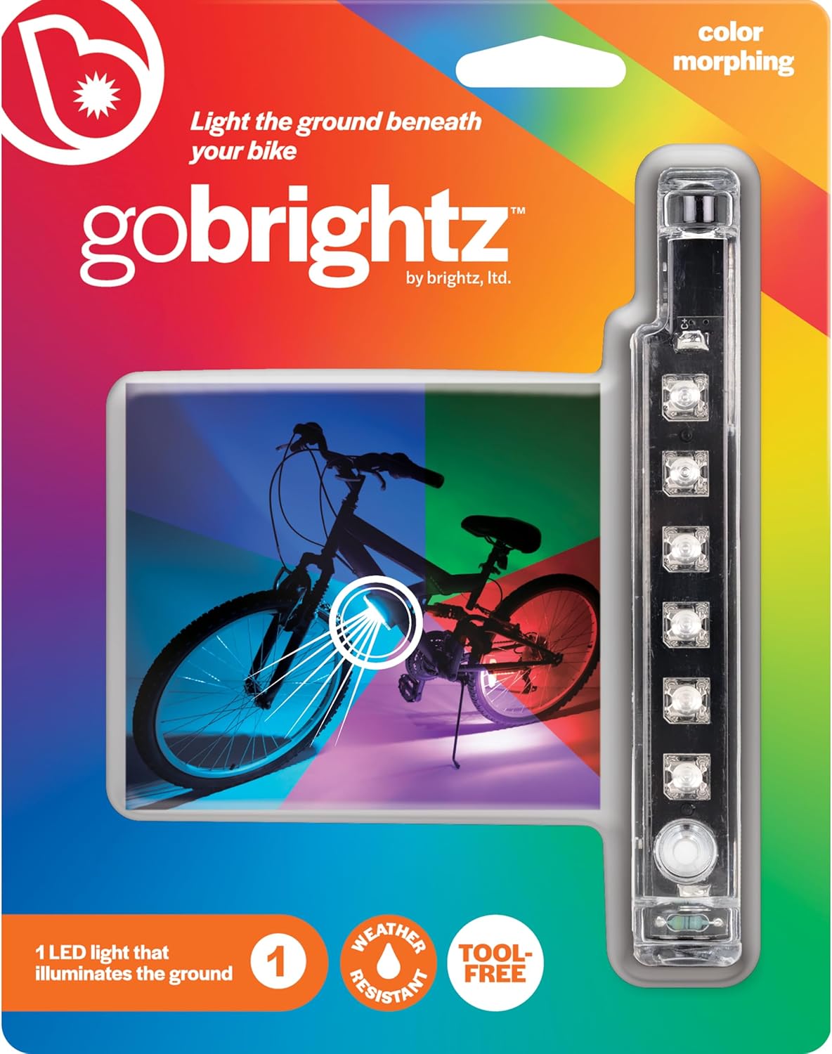 GoBrightz LED Bike Frame Light - Night Riding Underglow Light Bar with 4 Modes - Cool Bicycle Lights for Kids & Adults