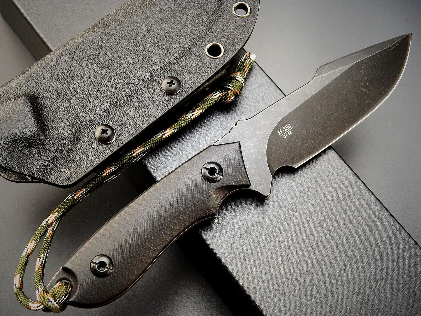 Eafengrow EF130 Fixed Blade Knife, DC53 Steel Blade,G10 Handle Full Tang Portable EDC Fixed Knifes Straight Knife for Working Camping Hunting Field Adventure(Black)