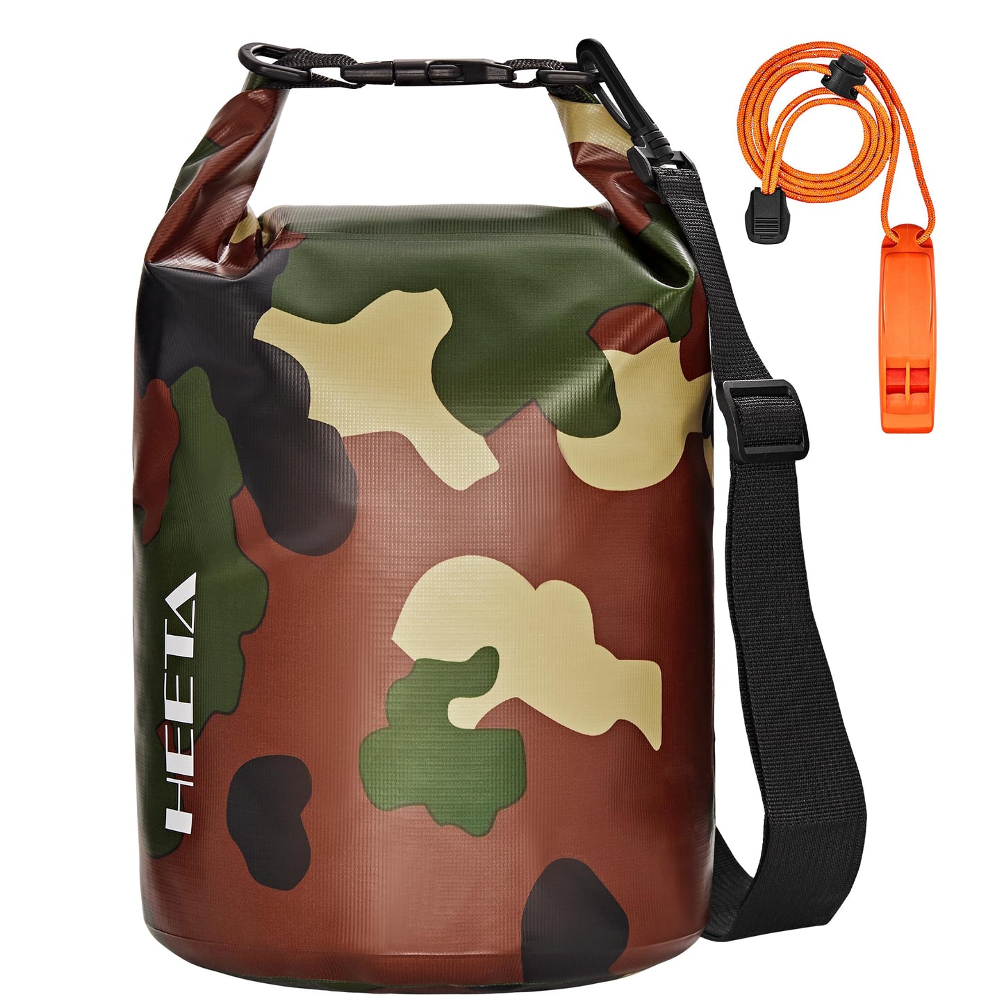 HEETA Waterproof Dry Bag for Women Men, Roll Top Lightweight Dry Storage Bag Backpack with Emergency Whistle for Travel, Kayaking, Boating, Camping, Beach, Cruise Ship Essentials (New Camouflage, 5L)