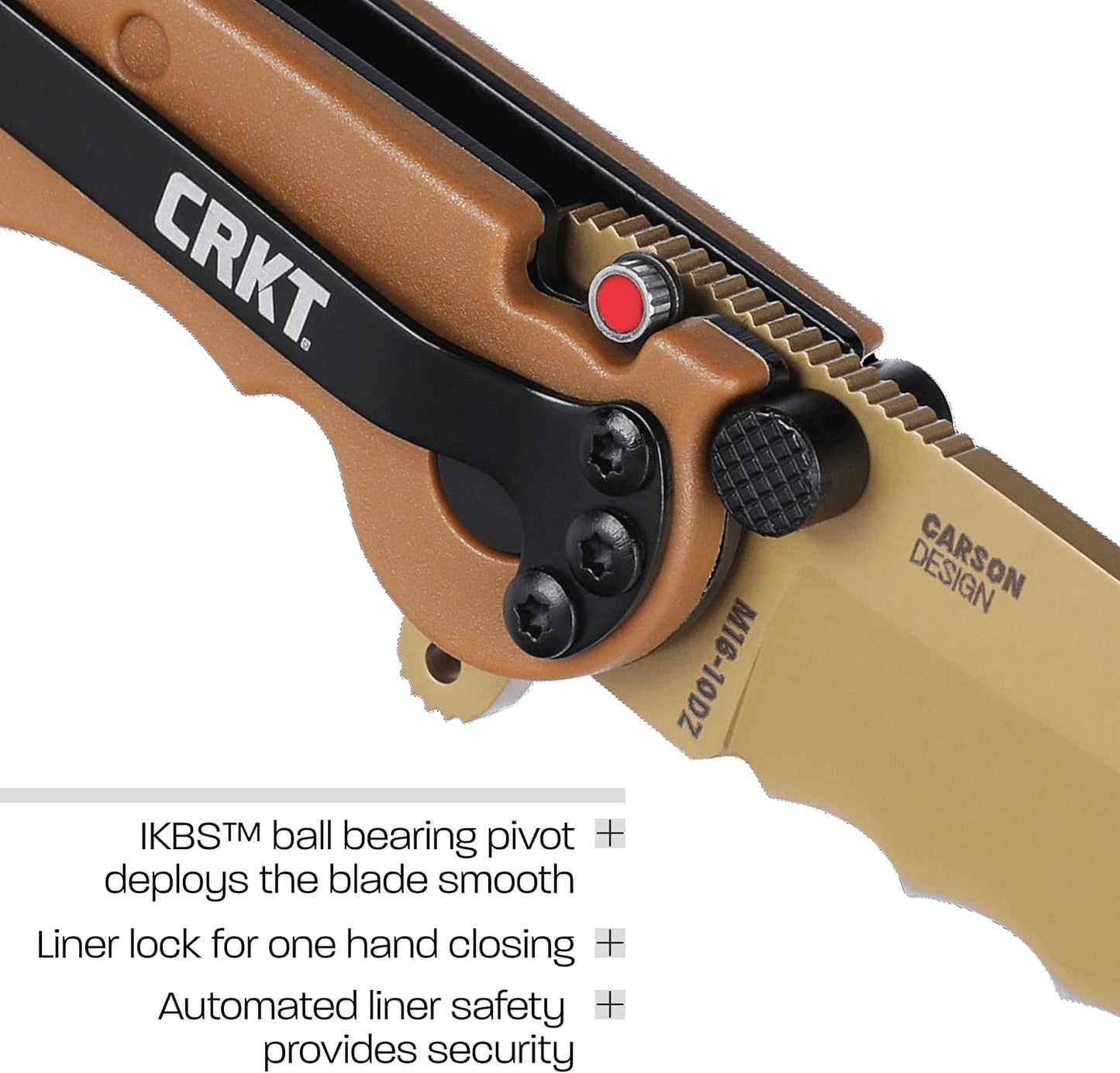 CRKT M16-10KZ EDC Folding Pocket Knife: Everyday Carry, Black Serrated Edge Blade, Tanto, Automated Liner Safety, Nylon Handle, Pocket Clip