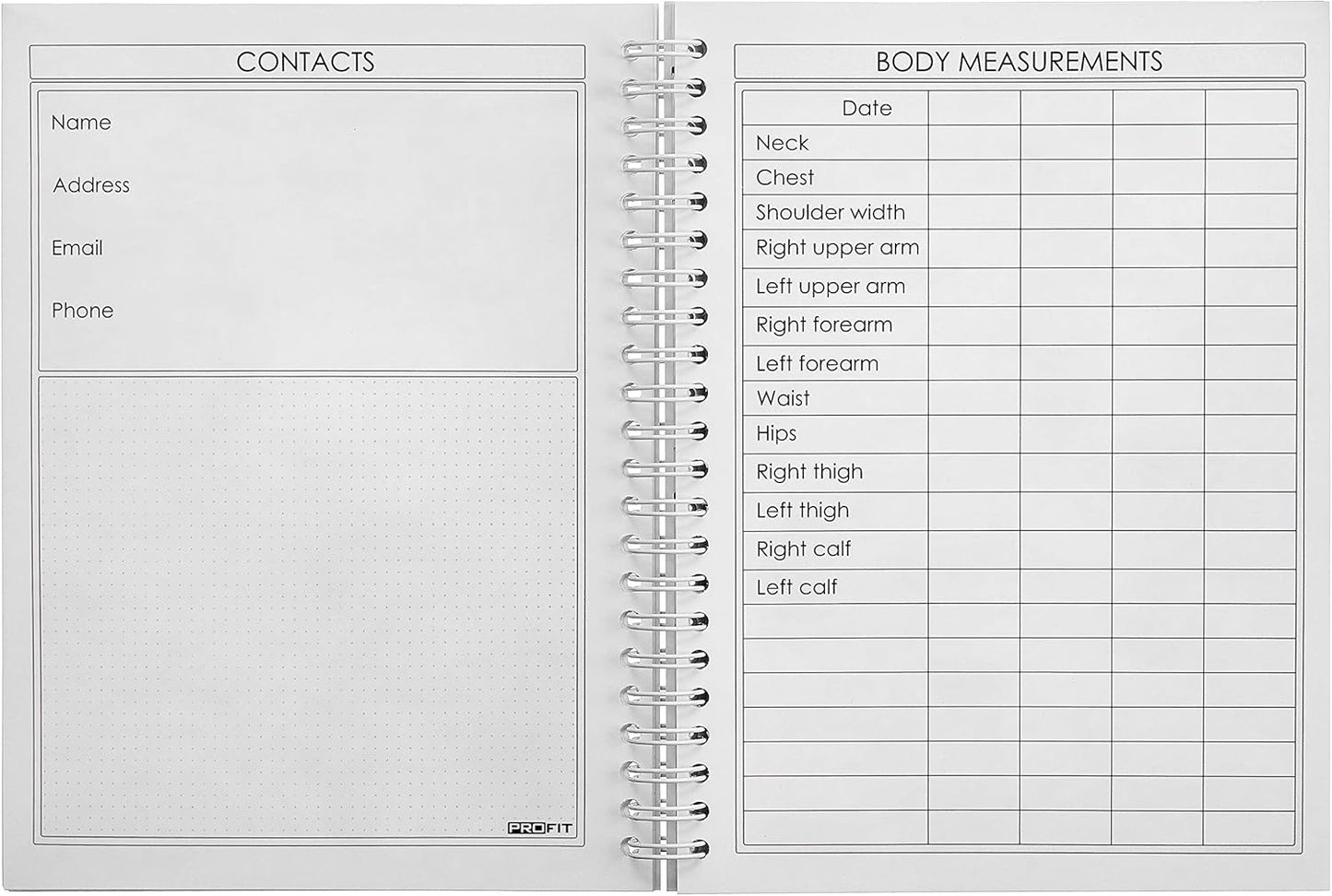 ProFit Fitness and Food Journal - Weight Loss Planner | Workout Log | Diet Notebook | Gym Exercise Diary - Easy-To-Use A5 Fit Book / 6x8 Inches / 140 Pages / Undated