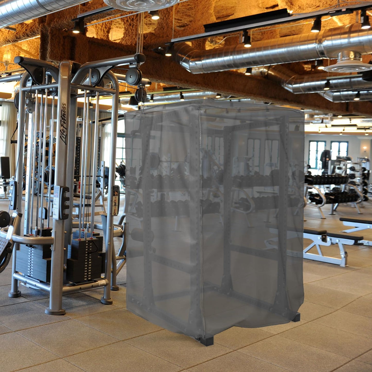 AKEfit Strength Training Cover, Waterproof & Dustproof Gym Rack Cover with Zipper,Fit for Indoor and Outdoor 69''Lx47''Wx84''H-Gray