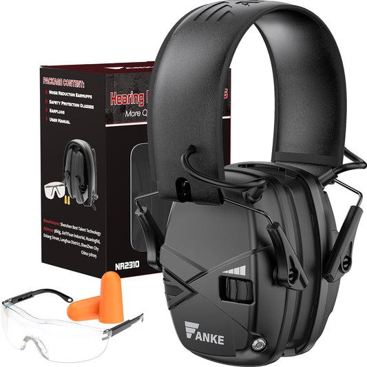 Fanke Electronic Ear Protection for Gun Range Dynamic Sound Monitoring Slim Foldable Active Headphones NRR 22dB