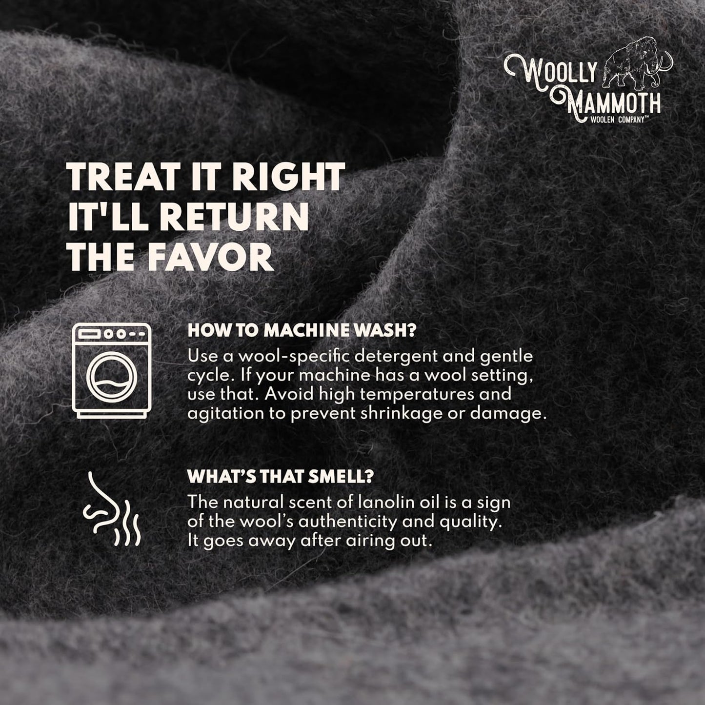 Woolly Mammoth Woolen Co. | Extra Large Merino Wool Camp Blanket | Perfect Outdoor Gear | Bedroll for Bushcraft, Camping, Trekking, Hiking, Survival, or Throw Blanket at the Cabin (Gray), 66" x 90"
