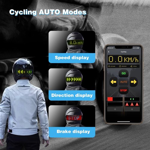 COOLGUARDER Helmet light, 4 IN 1 Smart LED helmet Tail lights (Tail Light/Turn Signals/Speedometer/DIY APP) for Motorcycle/Bike, Waterproof Motorcycle Helmet Light for Night Ride -Black