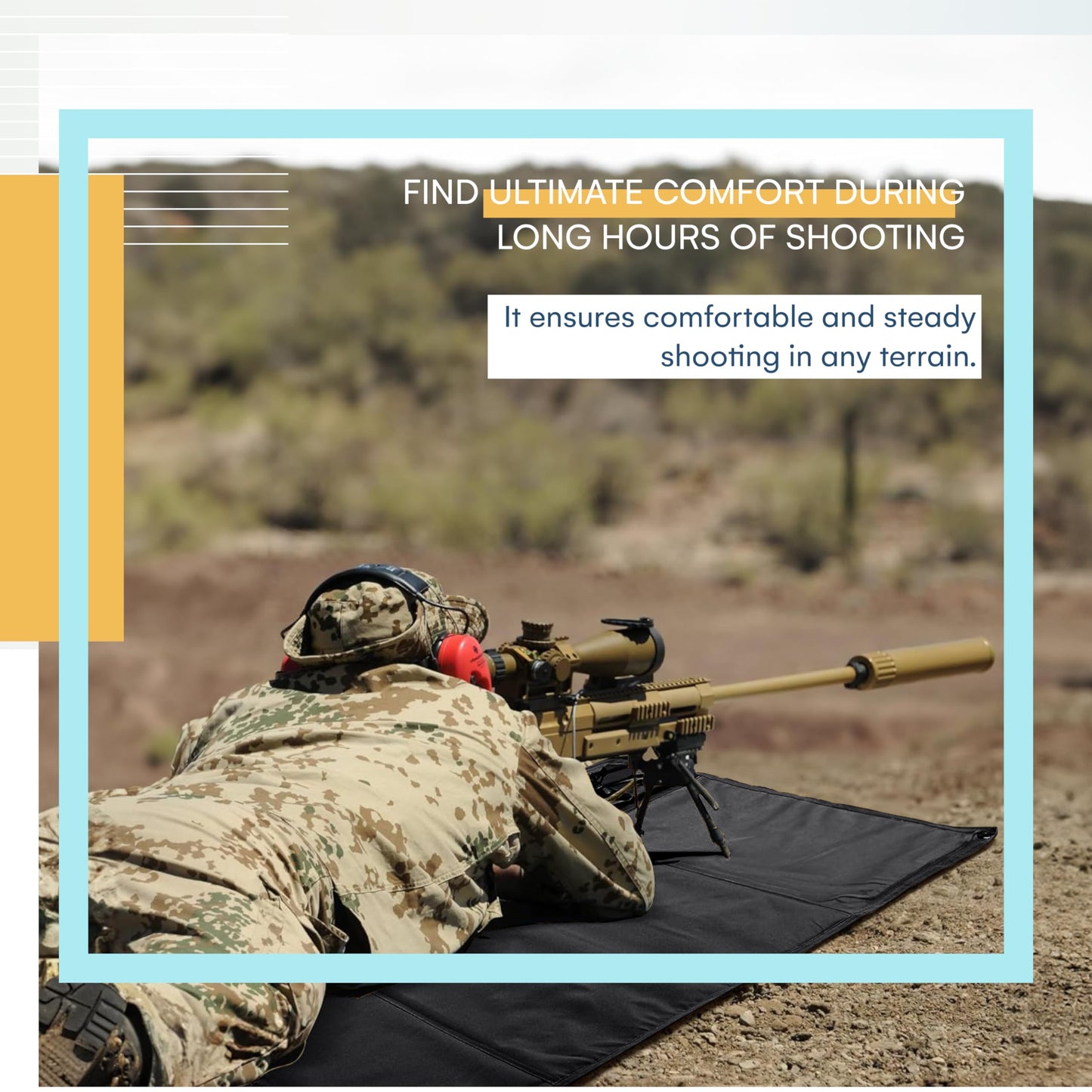 ACOWAY Roll-Up Shooting Mat - Tactical Shooter Mat for Range Rifle Hunting - Outdoor Hunting Accessories - Durable, Non-Slip, Durable Double-Layered Nylon - Black - 76 x 29 inches