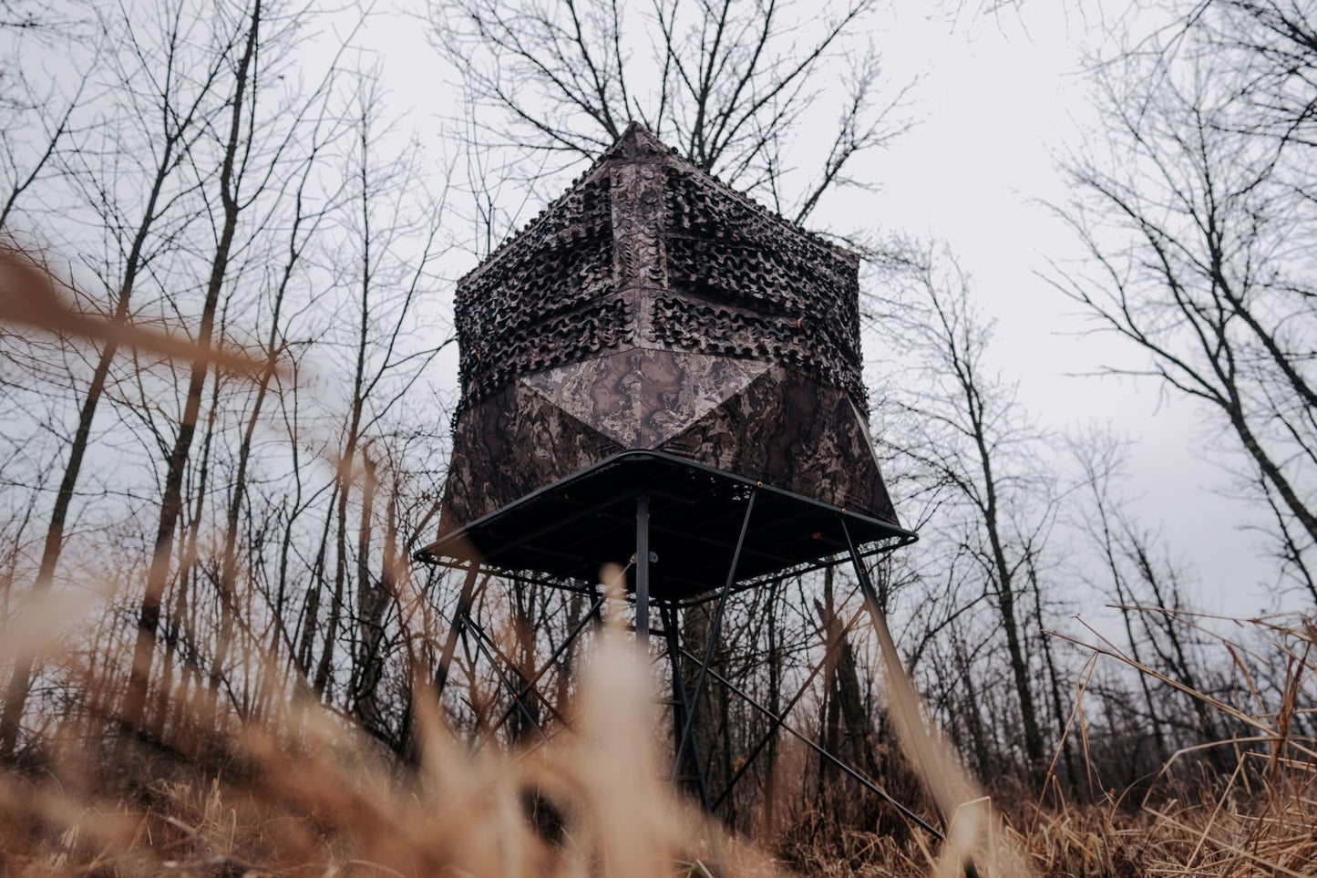 Muddy 65" L x 65" W x 5' H Ground Blind Platform - Durable Powder-Coated Steel Outdoor Hunting Trap Door Universal Platform, Ground Blind Not Included