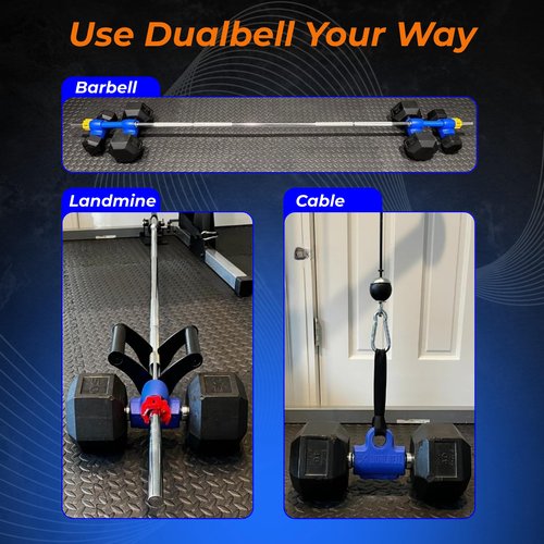 DUALBELL Superset Dumbbell Converters- for 1" bars- hold up to 500lbs- Dumbbell to Barbell Adapters -Connect dumbbells to a 1" standard diameter bar to use in place of weight plates (Black)