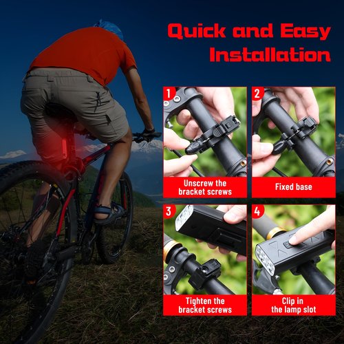 Suruid Bright Bike Light Set, Bicycle Front Headlight and Back Taillight, 8 LED 1000 Lumen and 9600mAh USB Rechargeable Bicycle Headlight, 5 Light Modes Front Light and 4 Modes Taillight