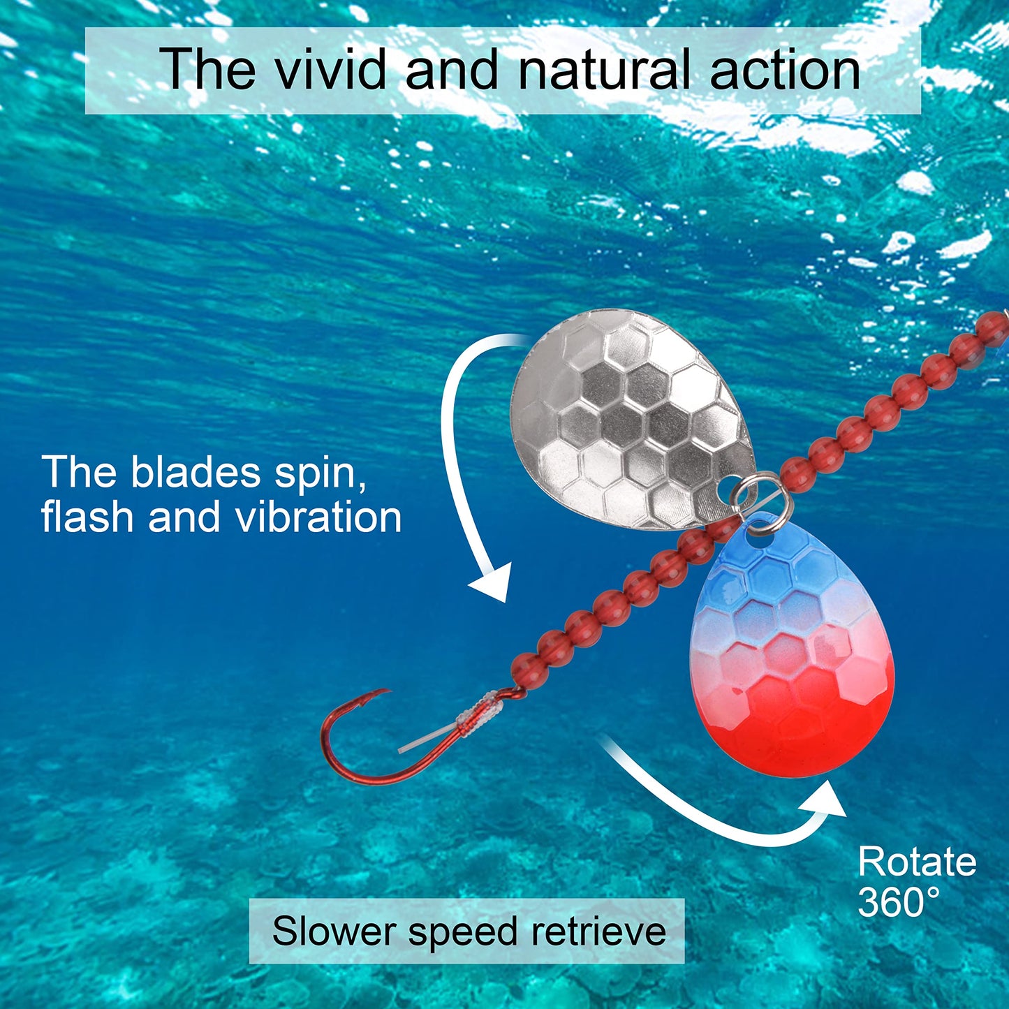 FUSIGO Walleye Spinner Rig Kit Crawler Harness Spinner Rig with Colorado Spinner Blades Octopus Hooks Mono Line Fishing Lure Making Walleye Rigs (MIX-5pcs)