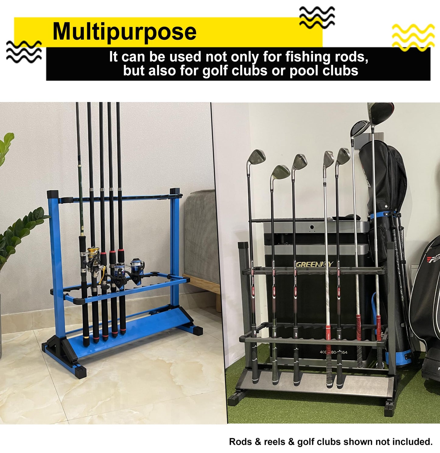 Jorazor Fishing Rod Holders,Fishing Pole Holders,Fishing Rod Rack,24 Slots to Hold Rods & Reel Combo,Lightweight Aluminum Vertical Fish Pole Garage Storage Ground Display Stand (Black)