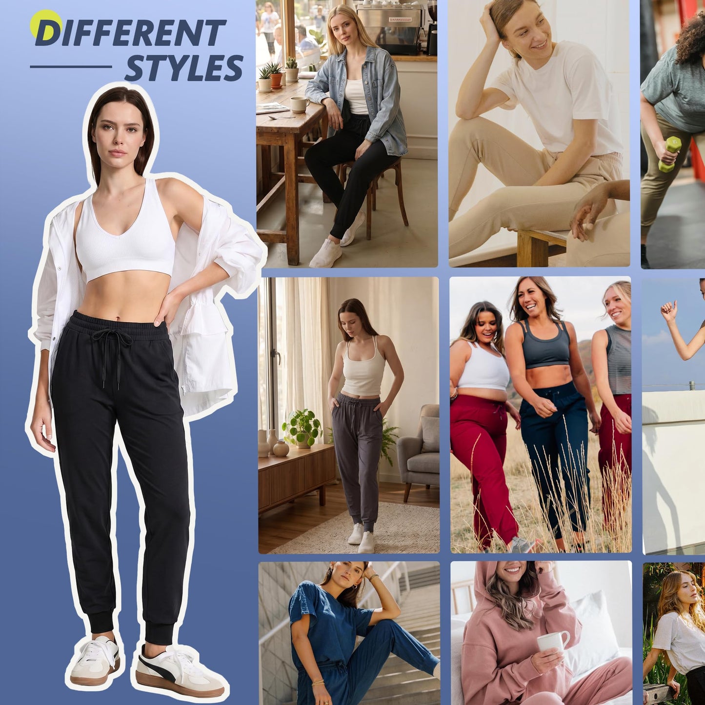 CAMPSNAIL 4 Pack Joggers for Women - Sweatpants with Pockets Lightweight Comfy Yoga Pants for Workout Travel Lounge