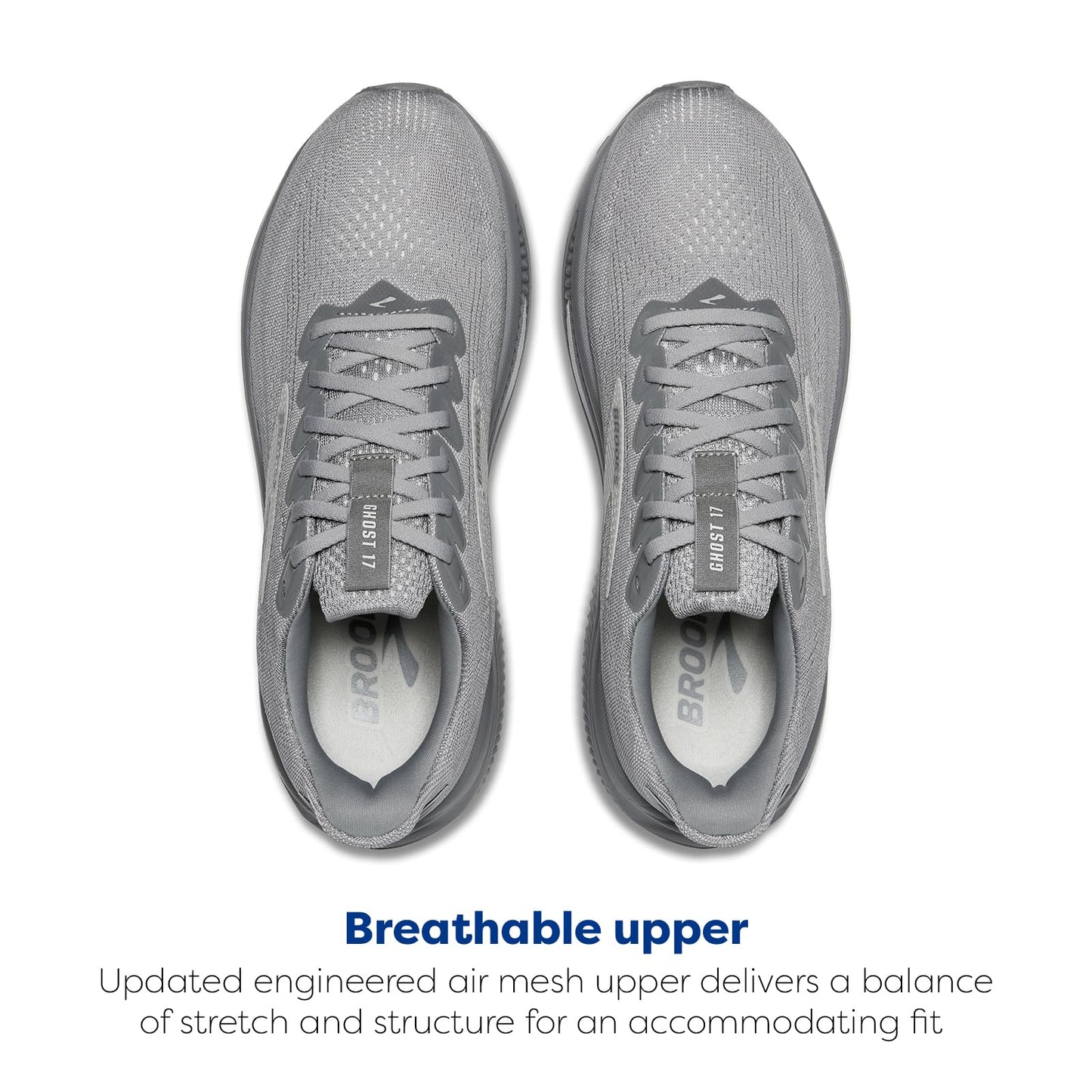 Brooks Men’s Ghost 17 Neutral Running Shoe - Primer Gray/Oyster Mushroom - 9.5 Wide