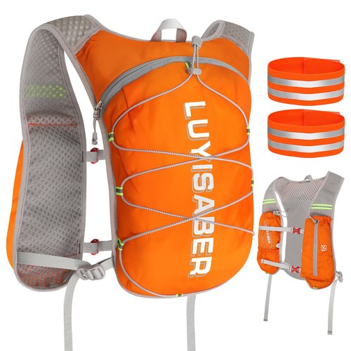 DeSoto Hydration Pack Backpack - Lightweight Running & Cycling Vest for Hiking, Climbing, Camping & Biking (Orange)